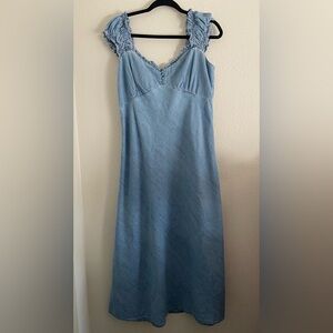 Gap Denim Maxi Dress 100% Cotton Boho Cottagecore Western Sz M